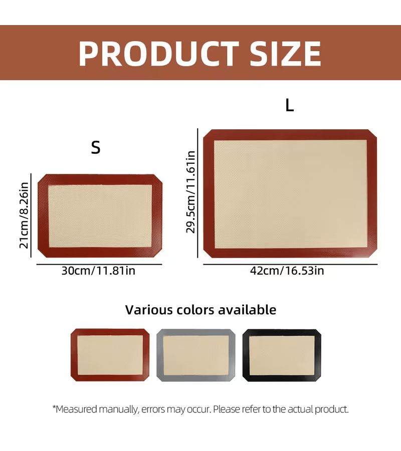 Black Silicone Baking Mat 16.5x11.6 Inch Nonstick Reusable Oven Cooking Sheet 18.6x11.6 inch (CM01) – STEB - Image 2