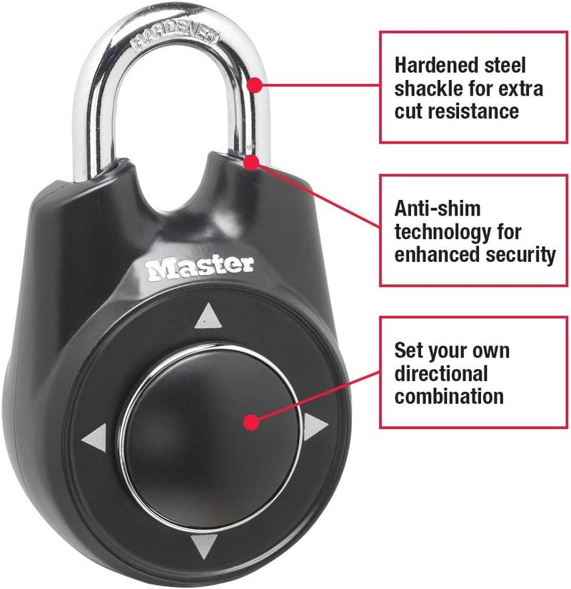 MasterLock 1500iD Set Your Own Directional Combination Padlock, Black - Image 1