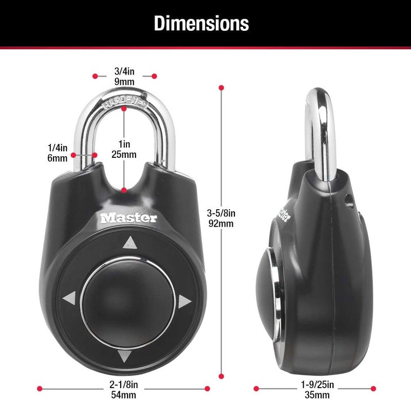 MasterLock 1500iD Set Your Own Directional Combination Padlock, Black - Image 5