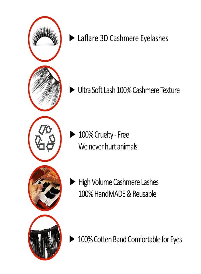 LAFLARE 3D CASHMERE Eyelashes, Natural Look, Wispy, Glam, Fresh, Fluffy, Soft, Reusable, Luxurious Handmade Strips False Lashes - 3 PACKS BUNDLE SPECIAL CW (CW303, 3) - Image 3