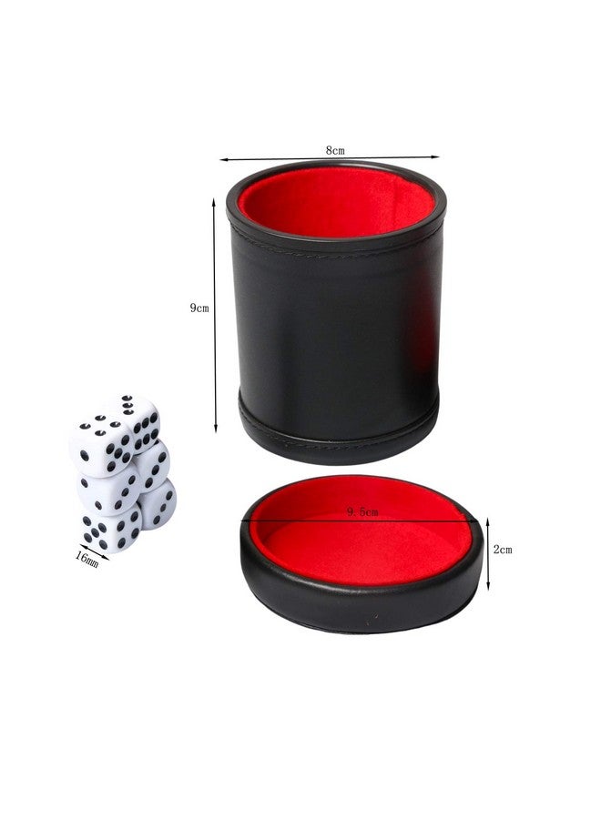 RERIVER Leatherette Dice Cup With Lid, Red Felt-Lined Dice Shaker Includes 6 Regular Dice For Liars Dice/ Farkle/ Yahtzee/ Games, 1 Pack  - Image 3
