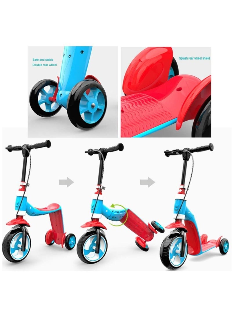 Toddler Scooter 2-in-1 Ride-On Trike & Training Bike, 3 Wheels Kick Scooter, Convertible Baby Walker Tricycle, Deformable Pedal Scooter, Adjustable for Kids 1-7 Years, Height 80-130cm, Durable & Safe Design - Image 2