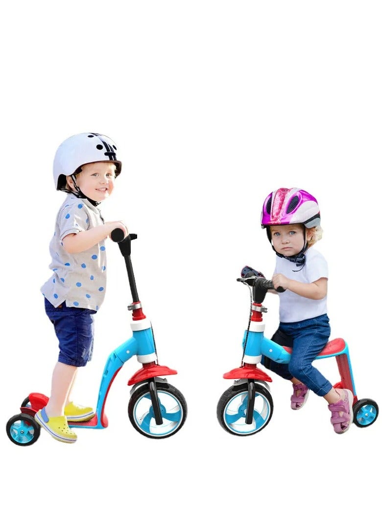 Toddler Scooter 2-in-1 Ride-On Trike & Training Bike, 3 Wheels Kick Scooter, Convertible Baby Walker Tricycle, Deformable Pedal Scooter, Adjustable for Kids 1-7 Years, Height 80-130cm, Durable & Safe Design - Image 1