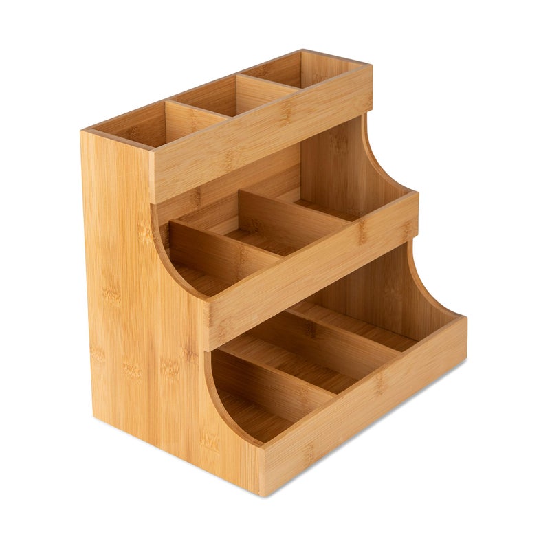 Theodore Tea Bag Organizer â€“ Wooden Tea Organizer and Storage for Home, Kitchen, Office â€“ 180 Tea Bag Holder - Vertical Display Tea Box. Also for Coffee Pods, Sugar, Sweeteners and Creamers. - Image 1