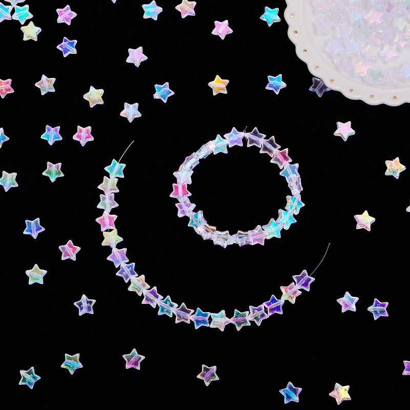 Grevosea 200pcs Acrylic Star Beads 10mm - AB Charming Shape Mix for DIY Jewelry Making Necklace Rainbow Bracelet - Cute Pastel Colorful - Image 5