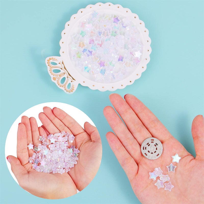 Grevosea 200pcs Acrylic Star Beads 10mm - AB Charming Shape Mix for DIY Jewelry Making Necklace Rainbow Bracelet - Cute Pastel Colorful - Image 4