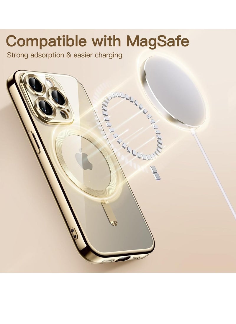 Raxoom Electroplated Case for iPhone 15 Pro Max 6.7-Inch, Camera Lens Full Protection, Compatible with MagSafe Wireless Charging, Shockproof Soft TPU Phone Cover (Gold) - Image 4
