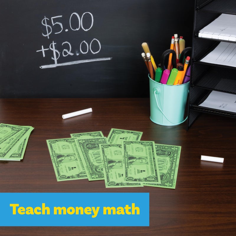 LEARNING ADVANTAGE One Dollar Play Bills | Set of 100 | Sized Like Real Cash | Play Money for Teaching Currency and counting - Image 4