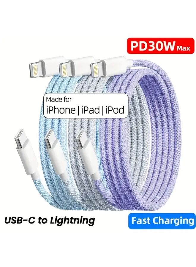 Purple Braided USB C To Lightning Cable Fast Charging For iPhone 14 13 - Image 5