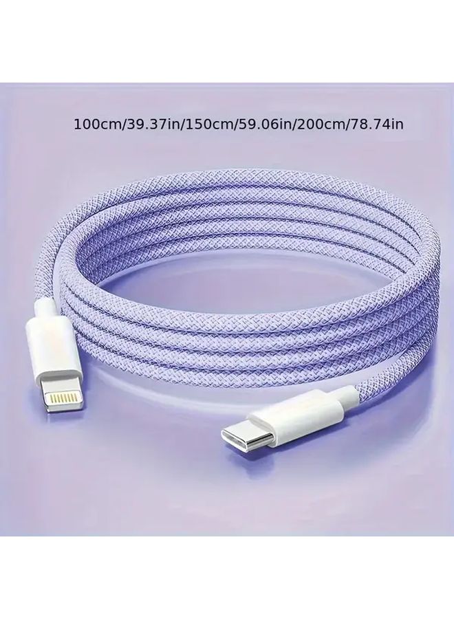 Purple Braided USB C To Lightning Cable Fast Charging For iPhone 14 13 - Image 2