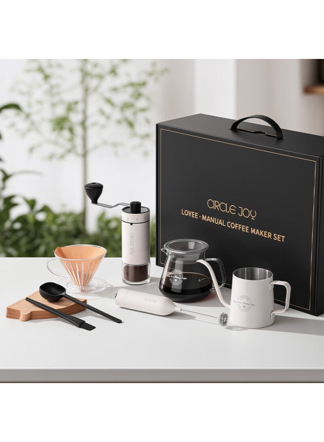 CircleJoy Circle Joy Hand-crank Coffee Grinder, Portable Coffee Maker, Coffee Pot, Coffee Filter Cup, Pour-over Kettle Set - Image 1