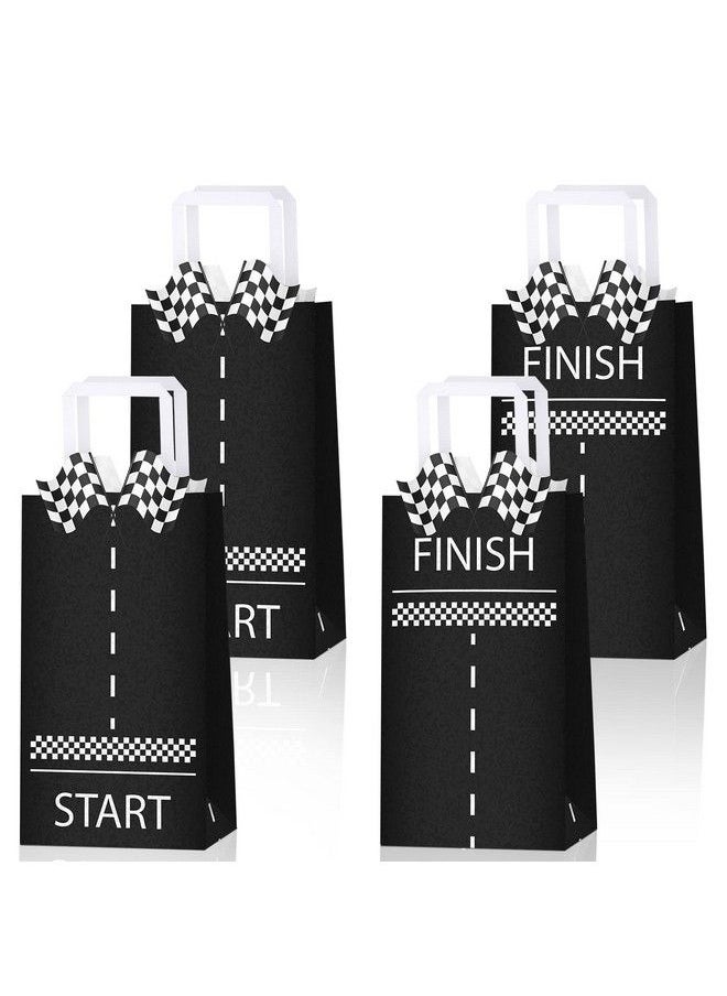 Leinuosen 16 Pcs Race Car Party Goody Bags Racing Candy Treats Bags Checkered Cars Gift Bags For Kids Race Car Gift Bag With Handle Racecar Birthday Decor For Racing Car Themed Birthday Decorations Kids Adults  - Image 2