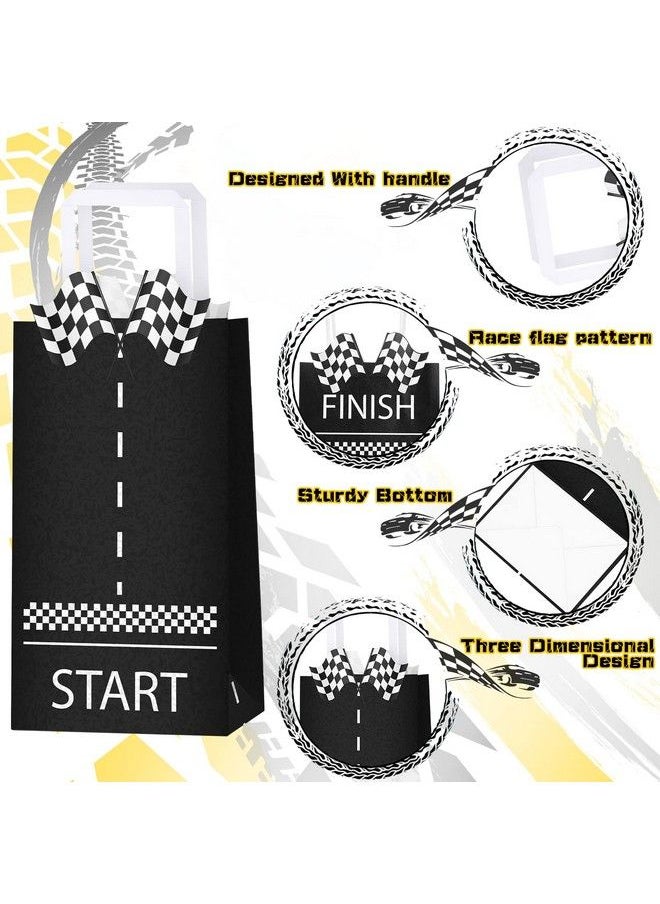 Leinuosen 16 Pcs Race Car Party Goody Bags Racing Candy Treats Bags Checkered Cars Gift Bags For Kids Race Car Gift Bag With Handle Racecar Birthday Decor For Racing Car Themed Birthday Decorations Kids Adults  - Image 4