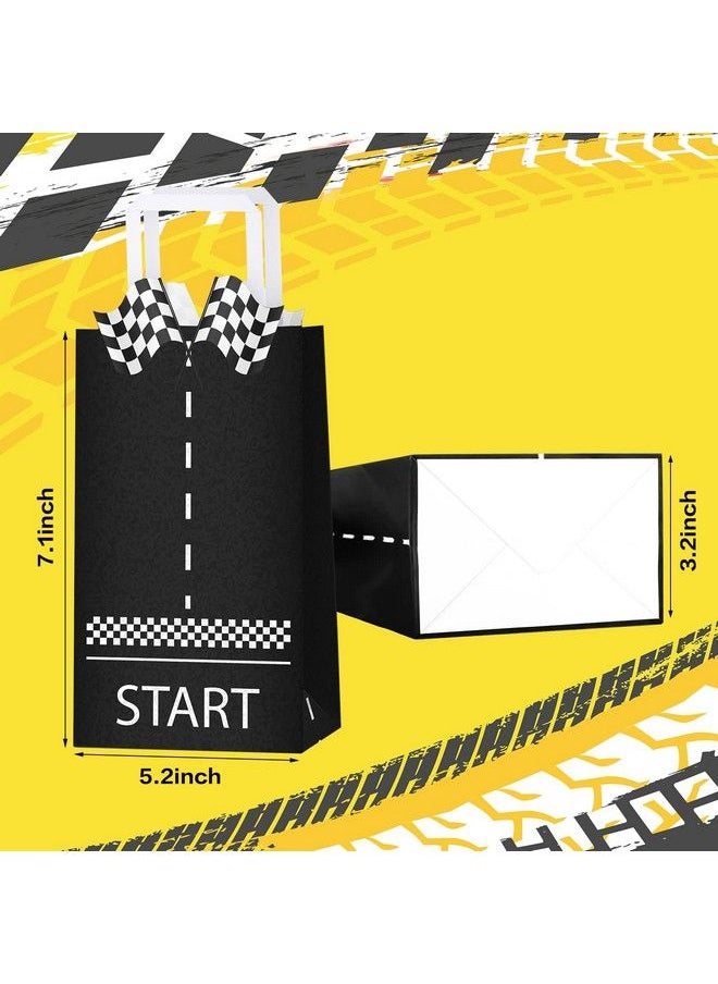 Leinuosen 16 Pcs Race Car Party Goody Bags Racing Candy Treats Bags Checkered Cars Gift Bags For Kids Race Car Gift Bag With Handle Racecar Birthday Decor For Racing Car Themed Birthday Decorations Kids Adults  - Image 3