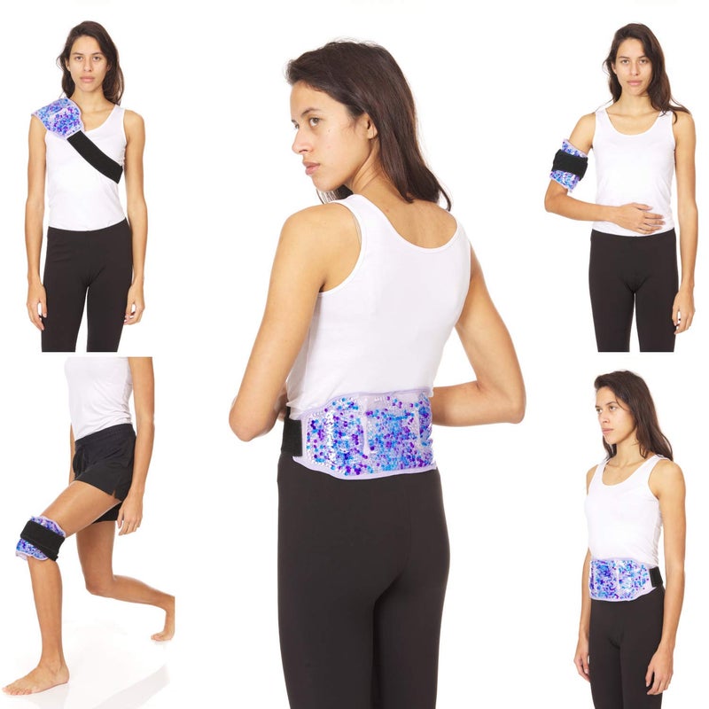 FOMI Premium Hot Cold Gel Bead Ice Pack by FOMI Care | Cool Compress for Lower Back, Shoulder, Knee, Bicep, Stomach | Coccyx, Sciatica, Tailbone Pain Relief | Flexible, Reusable Heating Pad | (Purple) - Image 3
