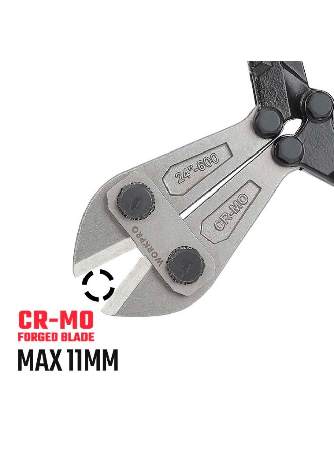 WORKPRO WP216005 24" (600mm) Heavy-Duty Bolt Cutter – Cr-Mo Steel Blades, Double-Lever Design, Anti-Slip Handles - Image 5