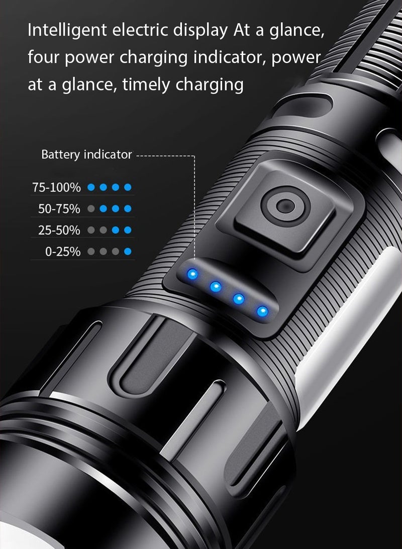 P50+COB Strong Light Flashlight Type-C Rechargeable Outdoor Zoom Long Distance Multi-function LED Flashlight - Image 4