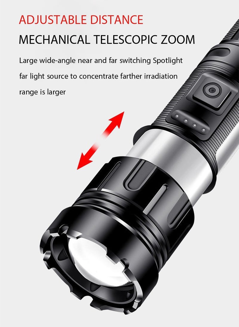 P50+COB Strong Light Flashlight Type-C Rechargeable Outdoor Zoom Long Distance Multi-function LED Flashlight - Image 3