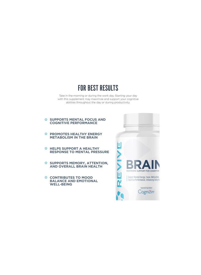 Revive Brain+ Nootropic Formula with essential vitamins & minerals, supports brain health , improves cognitive ability, reduce brain fatigue,improves memory – 150 Capsules - Image 3
