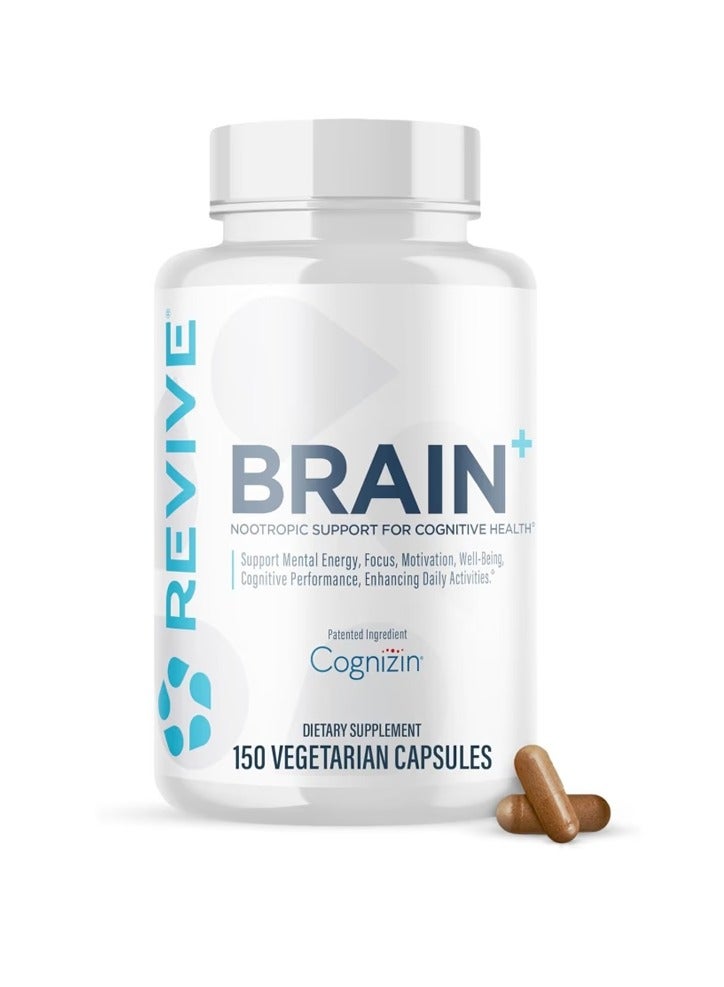 Revive Brain+ Nootropic Formula with essential vitamins & minerals, supports brain health , improves cognitive ability, reduce brain fatigue,improves memory – 150 Capsules - Image 1
