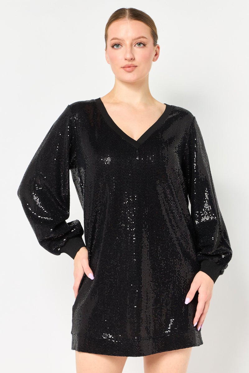 PINKO فستان ميني مزين للنساء، أسود - Image 1