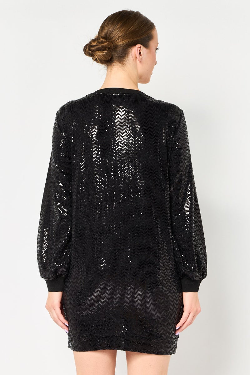 PINKO فستان ميني مزين للنساء، أسود - Image 4