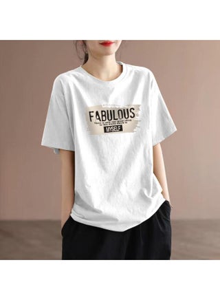 100% Pure Cotton Women's T-shirt High-end Summer New Style Loose Slimming Western Style Women's Top For Chubby Girls - pzsku/Z89BE91C9E6F93EE37338Z/45/1749545551/edeab797-093c-4066-89d6-5ff524ffb991