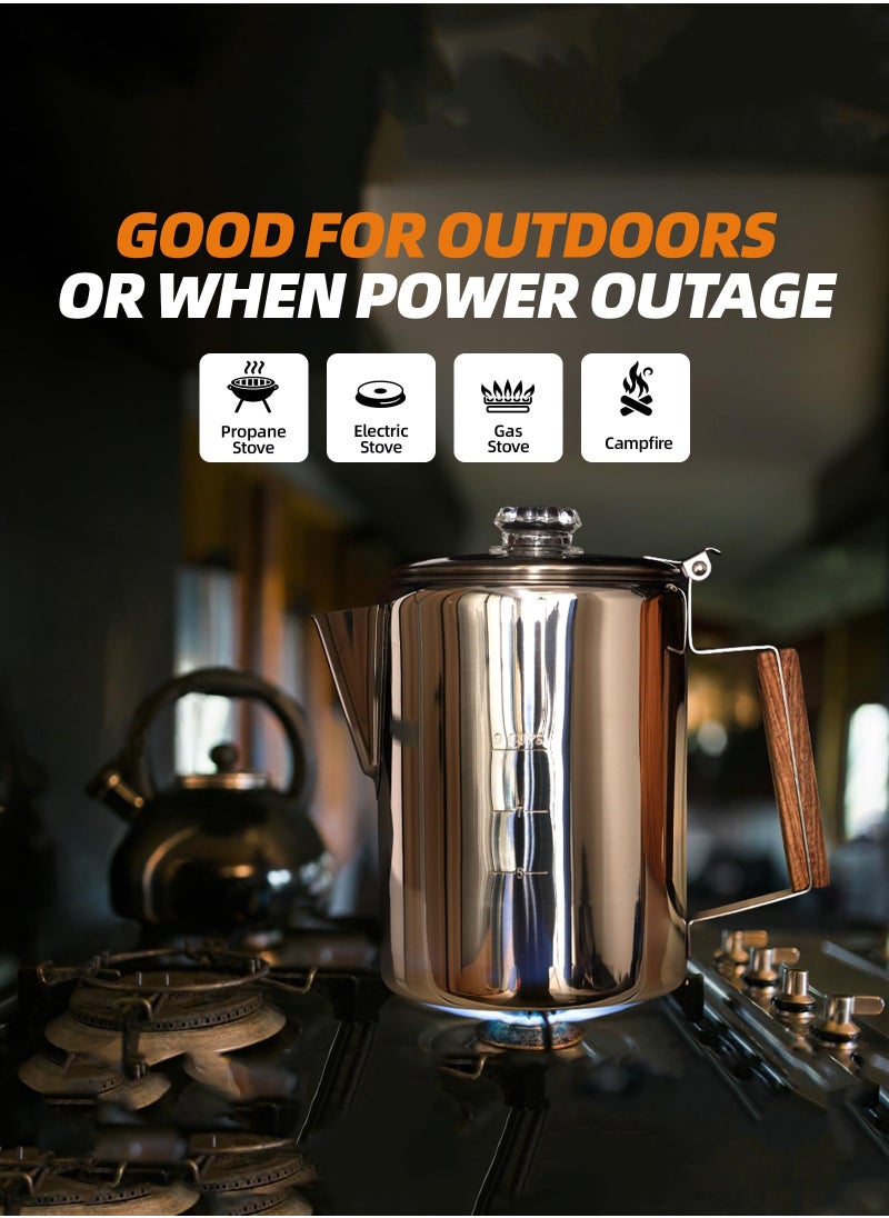 Bolivia's Thermal Coffee Jug,Stovetop Coffee Maker Percolator Campfire Coffee Pot Stainless Steel Coffee Pot Camping Outdoors Home 9 Cup No Aluminum & Plastic Fast Brew  - Image 4