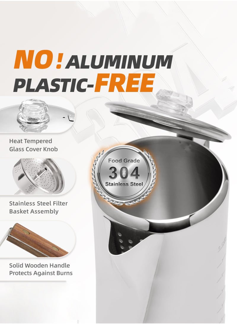 Bolivia's Thermal Coffee Jug,Stovetop Coffee Maker Percolator Campfire Coffee Pot Stainless Steel Coffee Pot Camping Outdoors Home 9 Cup No Aluminum & Plastic Fast Brew  - Image 3