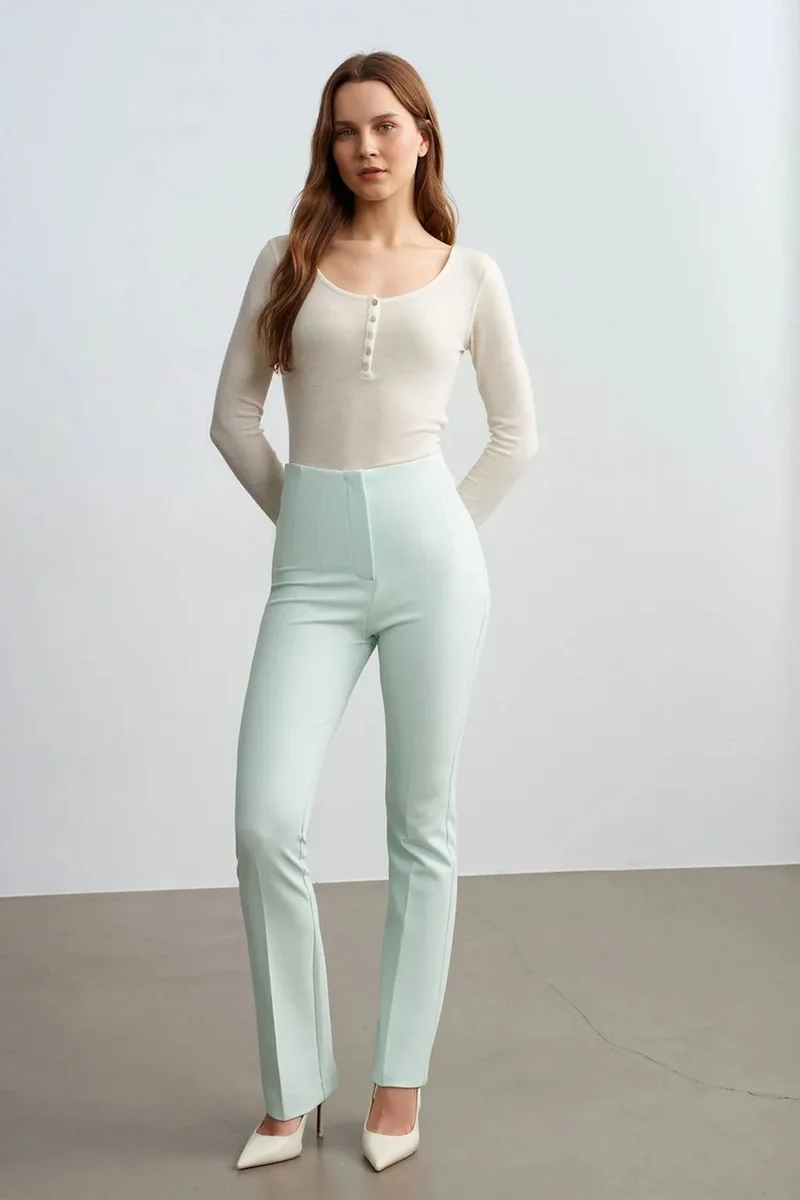 DILVIN Women's Straight-leg Crepe Trousers