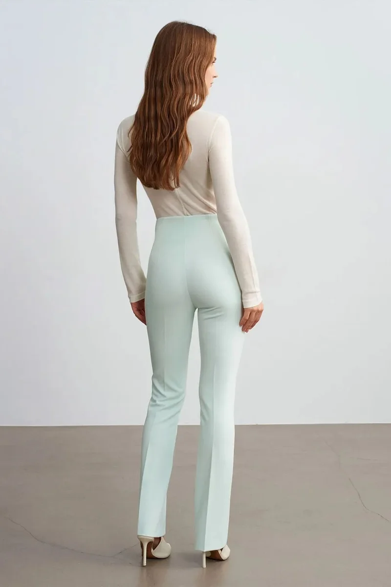 Dilvin Mint Green DILVIN Women's Straight-leg Crepe Trousers for Women | Best Price UAE
