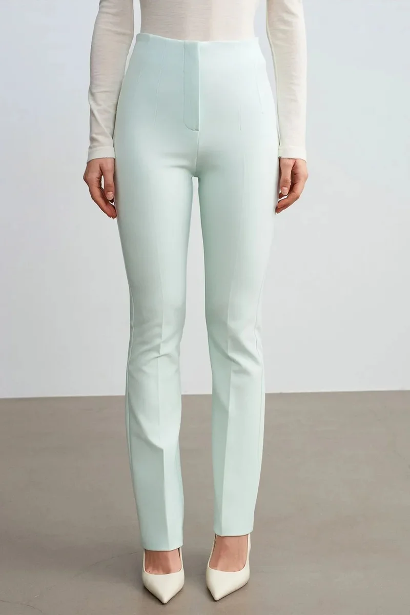Dilvin Mint Green DILVIN Women's Straight-leg Crepe Trousers for Women | Best Price UAE
