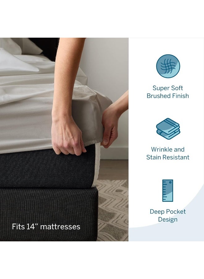 LUCID Lucid Microfiber Wrinkle and Stain Resistant Sheet Set with a Deep Pocket Design in a Super Soft Brushed Finish, Sandstone  - Image 2