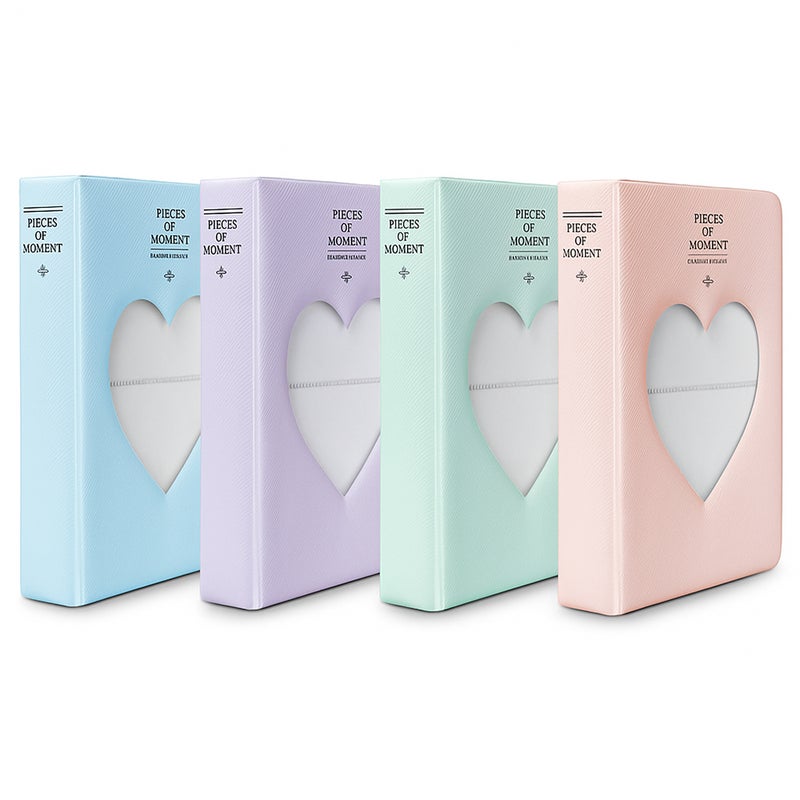 O Ozone (Pack of 4) 64 Pockets Hollow Heart Design Photo Albums for Fujifilm Instax Mini 11 90 70 50S 26 25 9 8 8+ 7S Instant Camera, Polaroid Snap Z2300 PIC-300P Film Photocards- Multicolor - Image 1