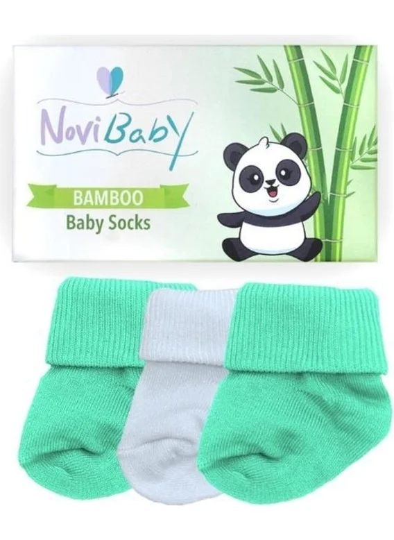 Novibaby 3-Piece Bamboo Newborn Baby Socks Minty