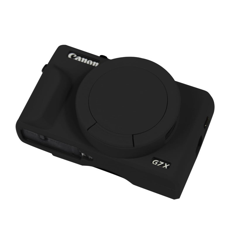 Easy Hood Case for Canon Powershot G7 X Mark III Digital Camera, Soft Silicone Protective Cover with Button Marker Removable Lens Cover for Canon Powershot G7X Mark III DSLR Camera Black - Image 1