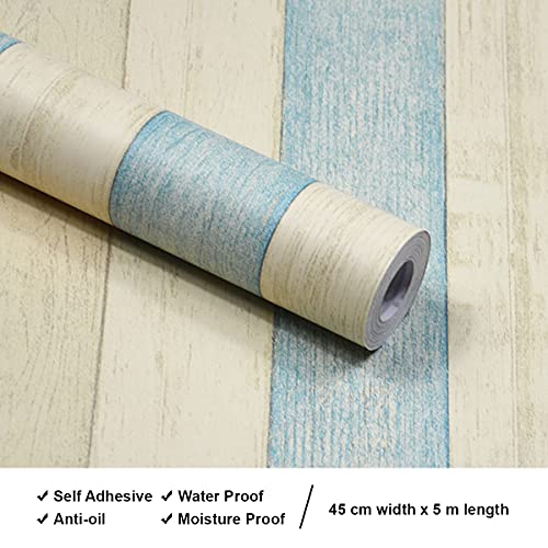 wolpin Self Adhesive Wall Stickers Wallpaper (45 x 500 CM, Blue Plank) | Self Adhesive Peel & Stick Wall Sticker | PVC Sheet for Furniture, Wardrobe, Office & Restaurant - Image 4