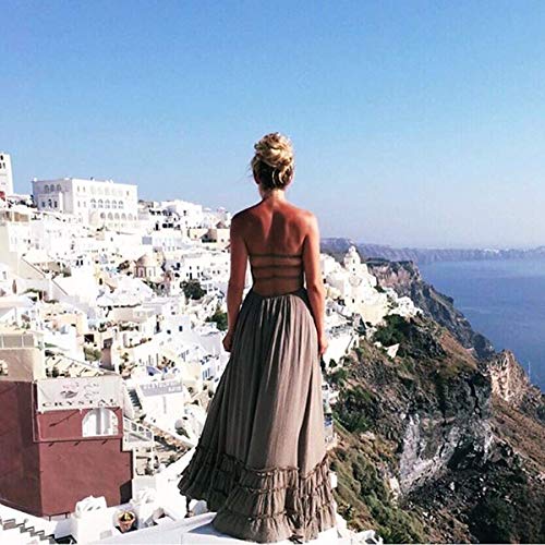 R.Vivimos Womens Summer Boho Sexy Backless Long Dresses (Large, Khaki) - Image 4
