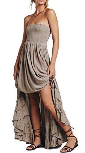 R.Vivimos Womens Summer Boho Sexy Backless Long Dresses (Large, Khaki) - Image 1