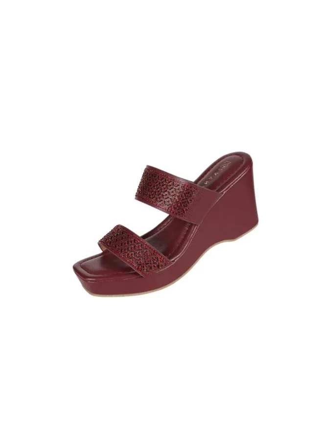 ZAYNA 221-202 Zayna Ladies Wedge Heel Sandals 2B2531-126 Bordo