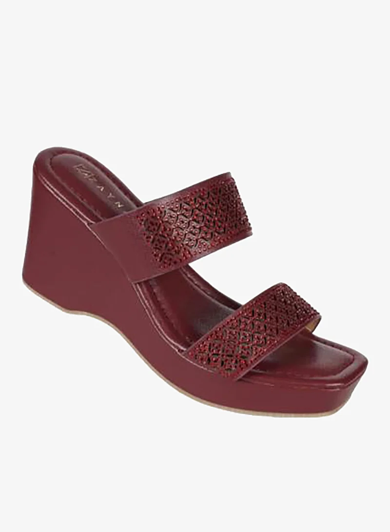 ZAYNA 221-202 Zayna Ladies Wedge Heel Sandals 2B2531-126 Bordo