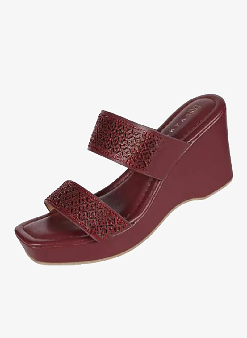 ZAYNA 221-202 Zayna Ladies Wedge Heel Sandals 2B2531-126 Bordo