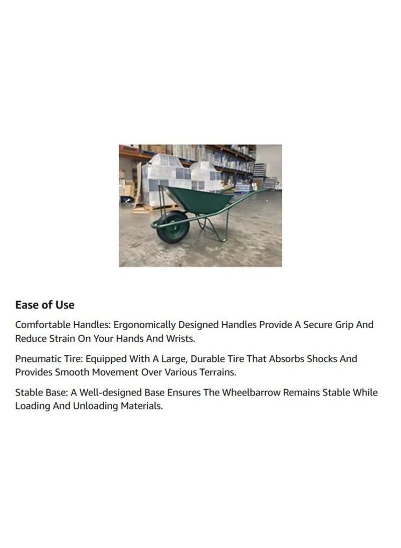 ABBASALI Wheel Barrow Green Colour Used In Garden And House For Cleaning Purpose With Air Wheel & Hand Showel With Gloves - Image 4