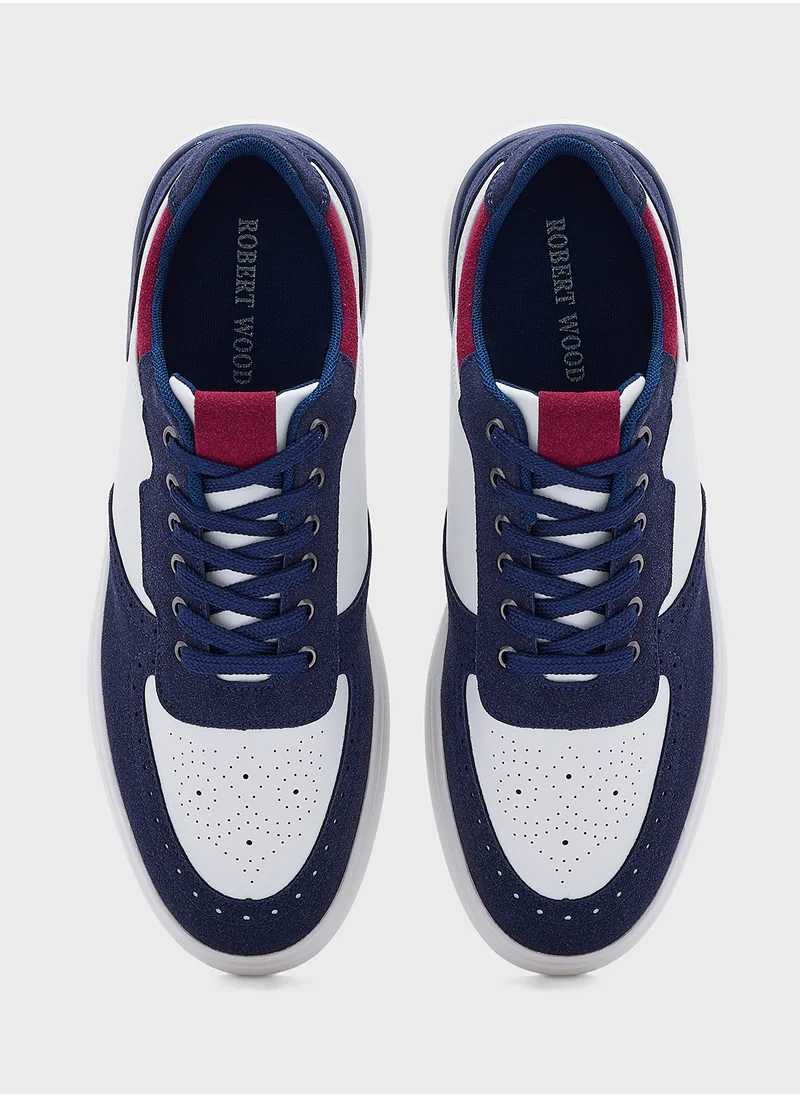 Robert Wood Perforation Design Casual Sneakers