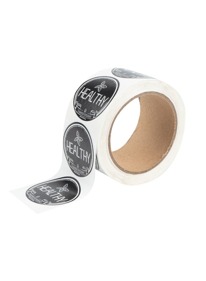 Restaurantware Label Tek 2 Inch Tamper-Evident Stickers For Healthy Foods, 500 Rolled Tamper Seal Stickers - Chalkboard Design, For Safe Food Delivery, Black With White Font Plastic To Go Stickers - Image 1