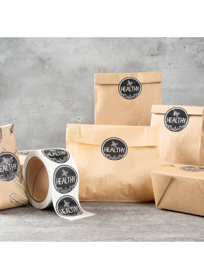 Restaurantware Label Tek 2 Inch Tamper-Evident Stickers For Healthy Foods, 500 Rolled Tamper Seal Stickers - Chalkboard Design, For Safe Food Delivery, Black With White Font Plastic To Go Stickers - Image 3