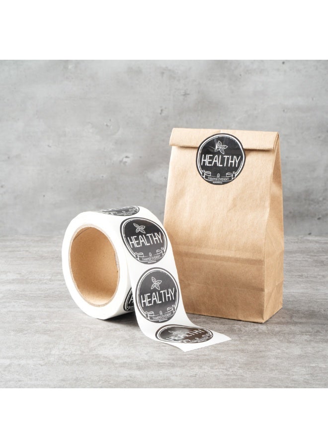 Restaurantware Label Tek 2 Inch Tamper-Evident Stickers For Healthy Foods, 500 Rolled Tamper Seal Stickers - Chalkboard Design, For Safe Food Delivery, Black With White Font Plastic To Go Stickers - Image 4