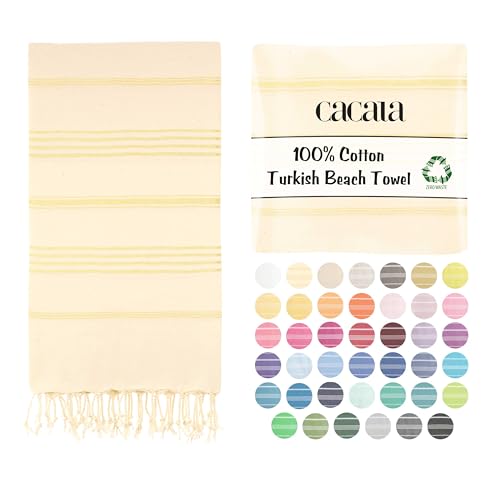 Cacala Lightweight and Thin Turkish Beach Towel 100% Cotton Sand-Free and Quick-Drying Goodness Perfect as an Extra Large Travel Towel, Beach Accessory, or Gift for Beach Lovers, 37 x 70 - Image 1