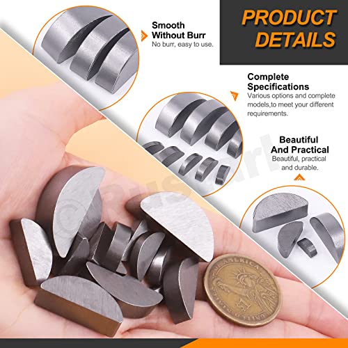 Rustark 155Pcs 17 Sizes Woodruff Key Stock Assortment Kit Half Moon Semicircle Bond Key Flywheel Key Metric Hardware for Mechanical Industry Use - Image 4