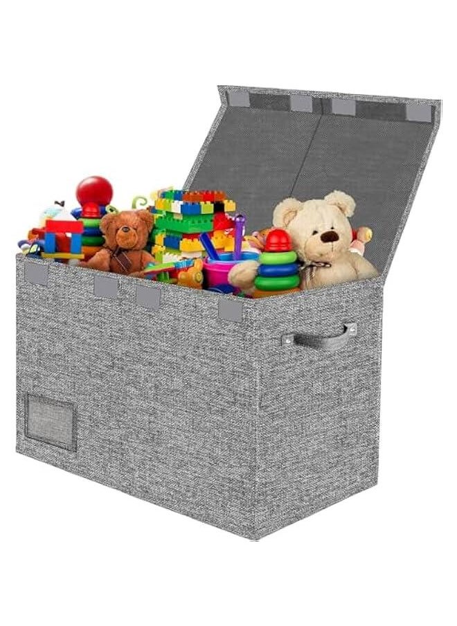 HOOKOR Large Toy Box Storage Chest for Girls Boys Kids,Collapsible Toy Bin Organizer Basket with Lids,Sturdy Toy Storage Organizer Bins Boxes for Blanket,Toys,Kids,Girls,Toddler,Nursery,Playroom  - Image 1
